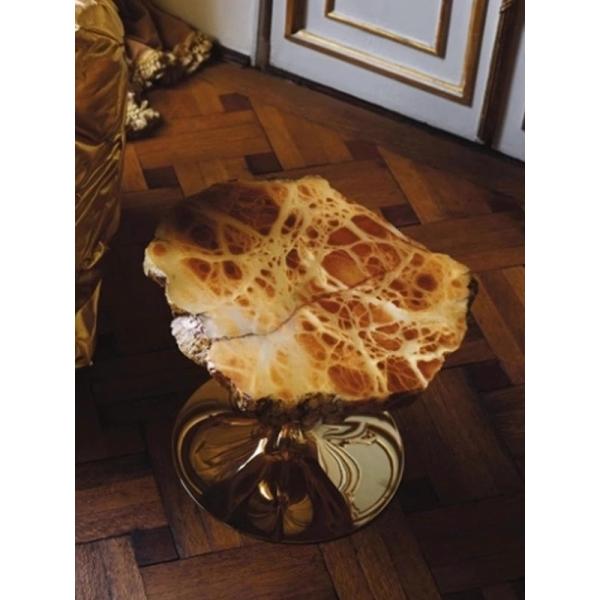 SUS 304 Irregular Shaped Snowstone Coffee Table Set High End Metal Mirror Base
