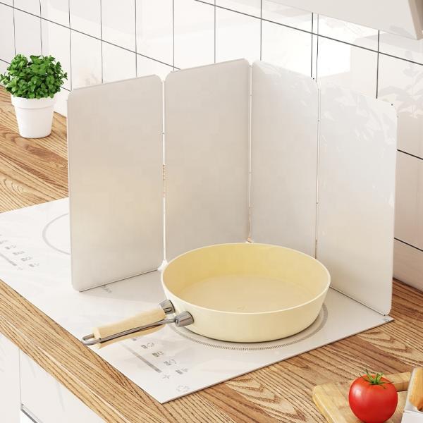 Kitchen Accessories Metal White Foldable Frying Pan Oil  Prevent Protection Screen Kitchen Splash Prevention Stove Baffle Plate