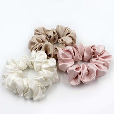 Fluffy Night Silk Scrunchies , 3.5cm 22mm Mulberry Silk Elastic Headbands For Women