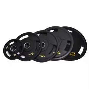 Iron Coated Rubber Gym Weight Plates 5 LB 10 LB 25 LB 35 LB 45 LB Tri Grip