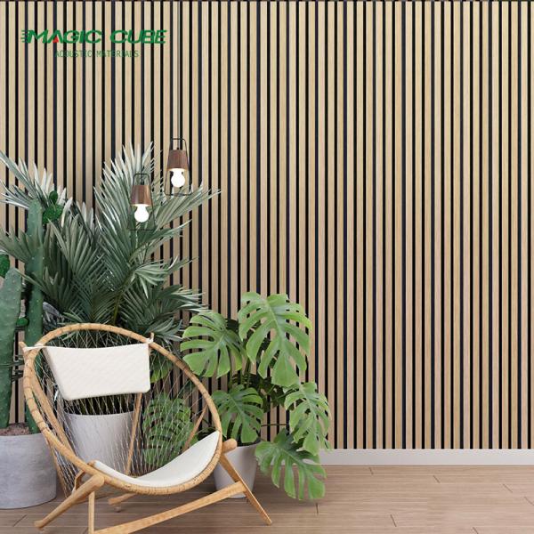 Edge to Edge 13mm Polyester Slat Acoustic Panels Wall 2400*600*21 mm / Customized