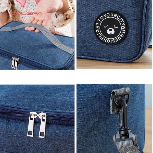 Lunch Box Handheld Square Insulated Bag Oxford Reinforced Bento Bag Large Capacity Picnic Bag for Office Workers and Students