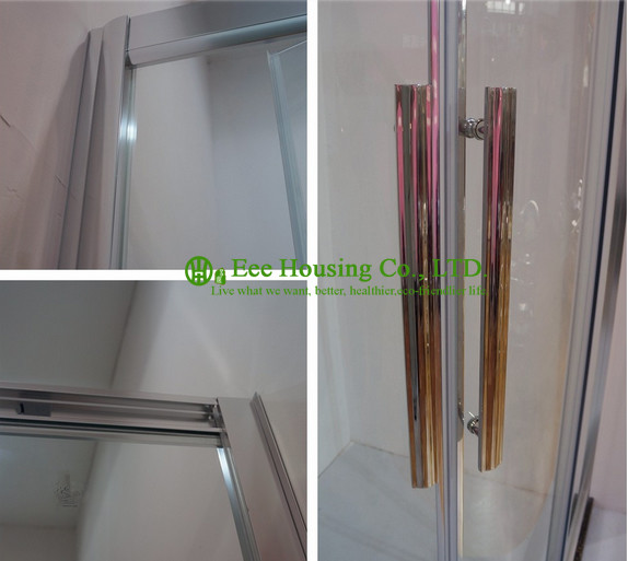 Fan-shape Arc Hinge Compact Shower Cabin Door,anti-dropping design roller Aluminum frame fan-shape slding shower door