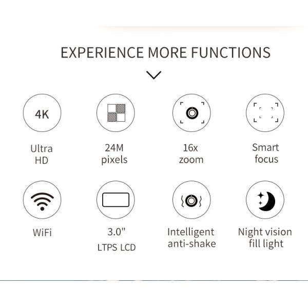 4k 30fps Waterproof Handheld Camcorder 48M EIS Handy HD Mini DV Camera