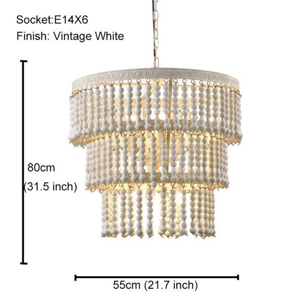 Gold Chandelier Wooden Beaded Lighting Fixture Fringe Hanging Light Silas Chandelier (WH-AP-652)