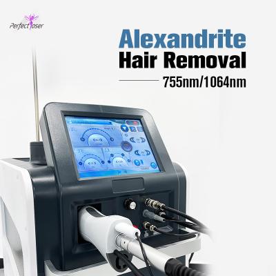 Máquina de depilação a laser Nd Yag de pulso longo Alexandrite 755nm 1064nm