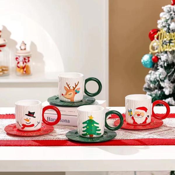 Modern Fashionable Ceramic Type Bone Christmas Gift Set with Personality Snowman Design