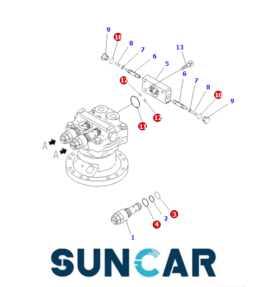 708-7T-00480 7087T00480 Swing Motor Seal Kit Fits Excavator Komatsu PC60-7