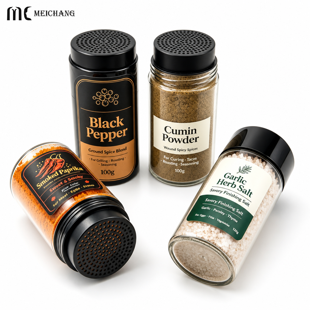 100g Plastic Powder Shaker Bottle with Double Cap for Spices & Baking Powders (MC-1511)