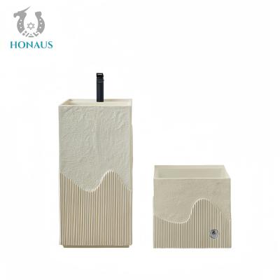 Outdoor Retro Design Full Pedestal Wash Basin Sintered Stone Multi Colors