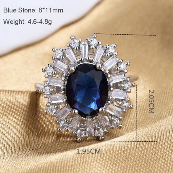 Hollow Silver AAA Cubic Zirconia Sapphire Wedding Ring Prong Setting