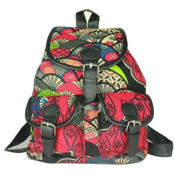 Hot Ladies European and American fashion retro flower casual canvas backpack trumpet