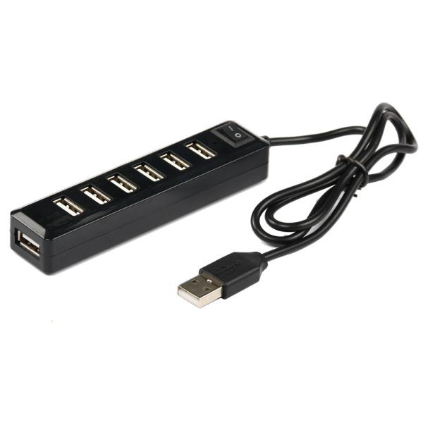 Black White Computer 7 Port ABS Plastic USB 2.0 Hub