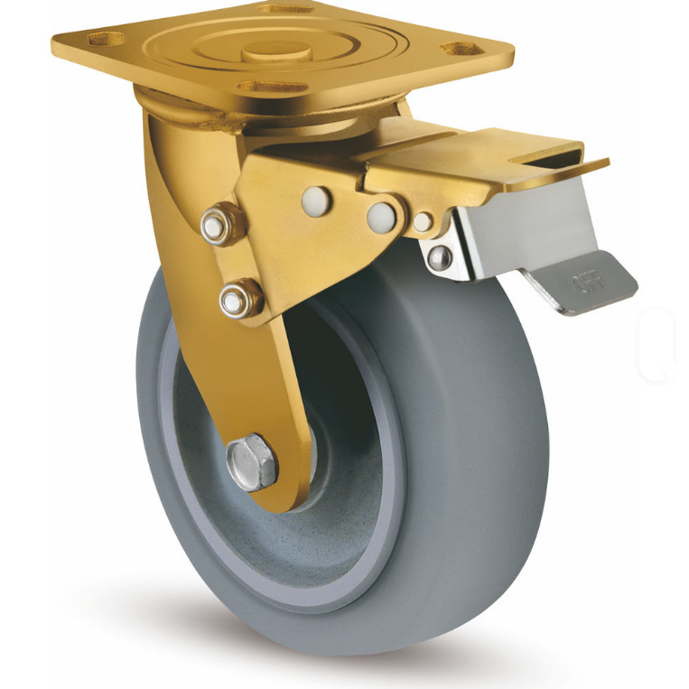 Heavy-Duty 6-Inch Diameter Anti-Slip Elastic TPR Caster Wheels for Industrial Machinery