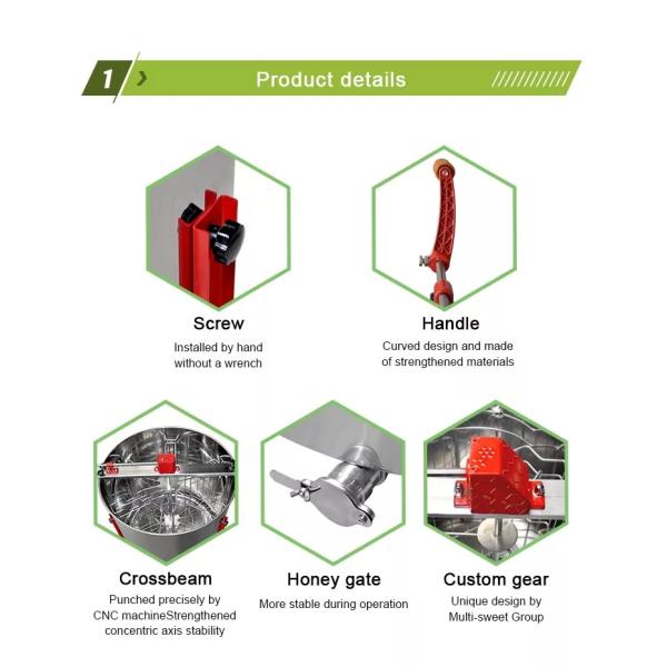 6 Frames Stainless Steel Manual Honey Extractor Hand Crank Extractor With Legs