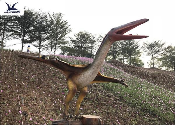 Life Size Velociraptor Outdoor Dinosaur  , Waterproof Little Pterosaur Dinosaur Garden Sculpture 