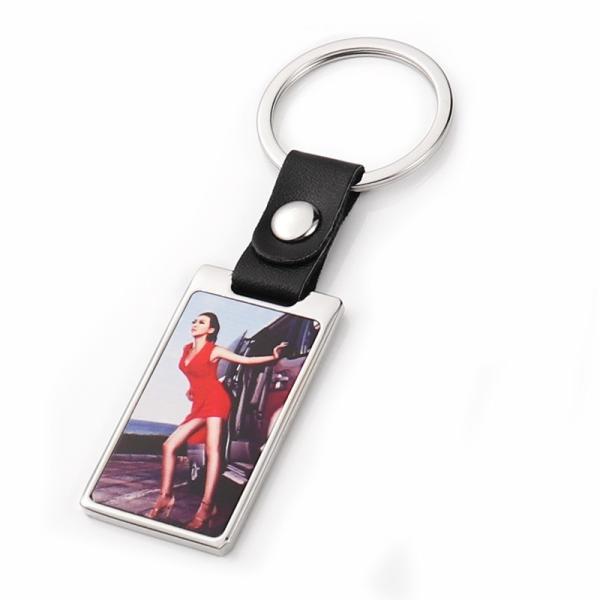 DIY Printable Metal Insert Sublimation Keyring Leather Strap Keychain Pendant