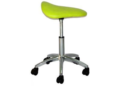 Green Saddle Office Chair For Hair Cutting , Pu Leather Saddle Seat Stool