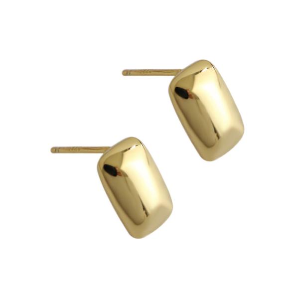 Lanciashow Smooth 925 Sterling Silver Gold Plated Square Stud Earrings Fine Jewelry