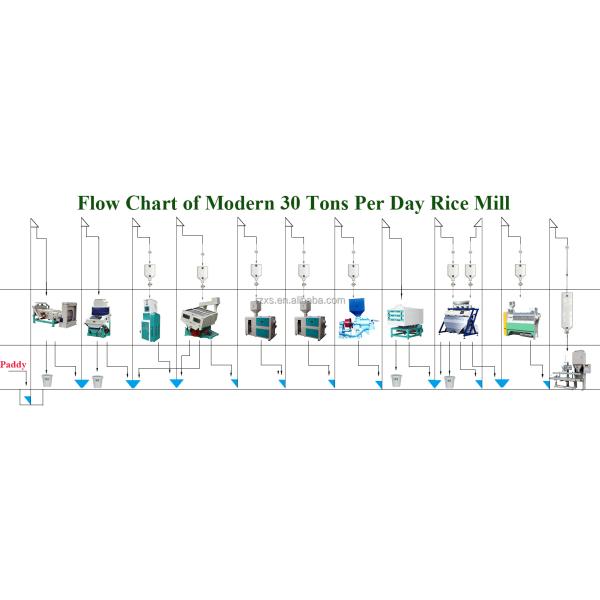 30 тонн в сутки коммерческая фрезерная машина с хоппером Рисовая мельница с цветовым сортировщиком