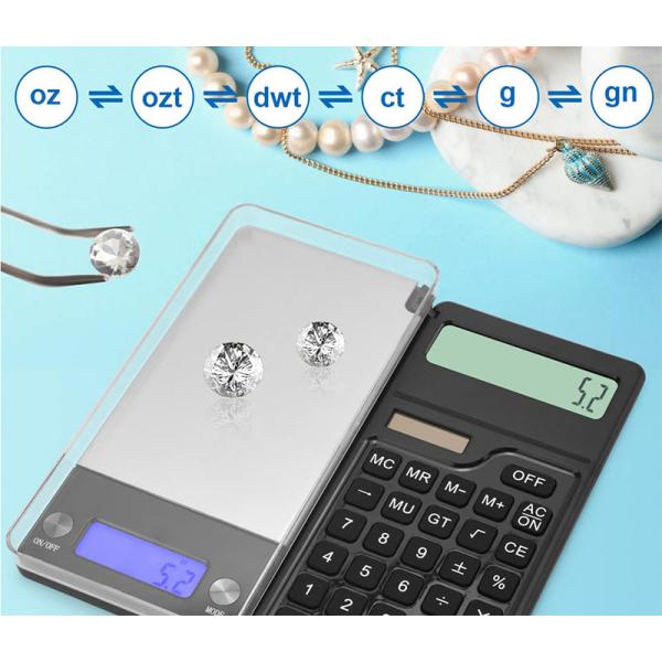 Escala de joyería soportada por OEM 2 en 1 Balanza electrónica digital Balanza de peso con calculadora solar Oro de perlas Pesando portátil