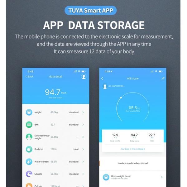 TUYA Smart APP Connected WiFi Bathroom Scales