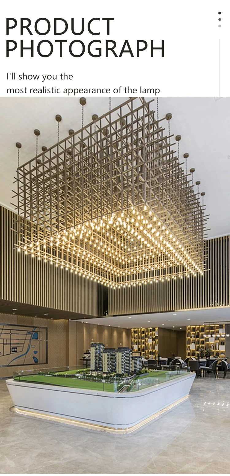 E12/E14 Bulbs Hotel Lobby Люстра Металлическая современная люстра