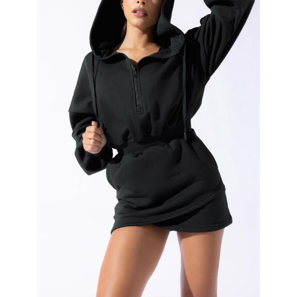 OEM/ODM Приемлемое пользовательское женское половинчатое спортивное мини-свитера зимнее платье с капюшоном