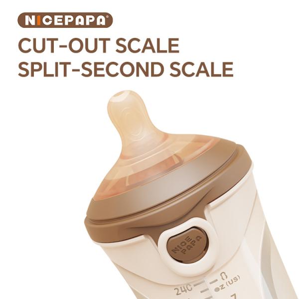 NICEPAPA FLIP-CAP Durable BPA-Free Food Grade Silicone Baby Bottle Hollow Scale Easy Grip (Cross hole M)