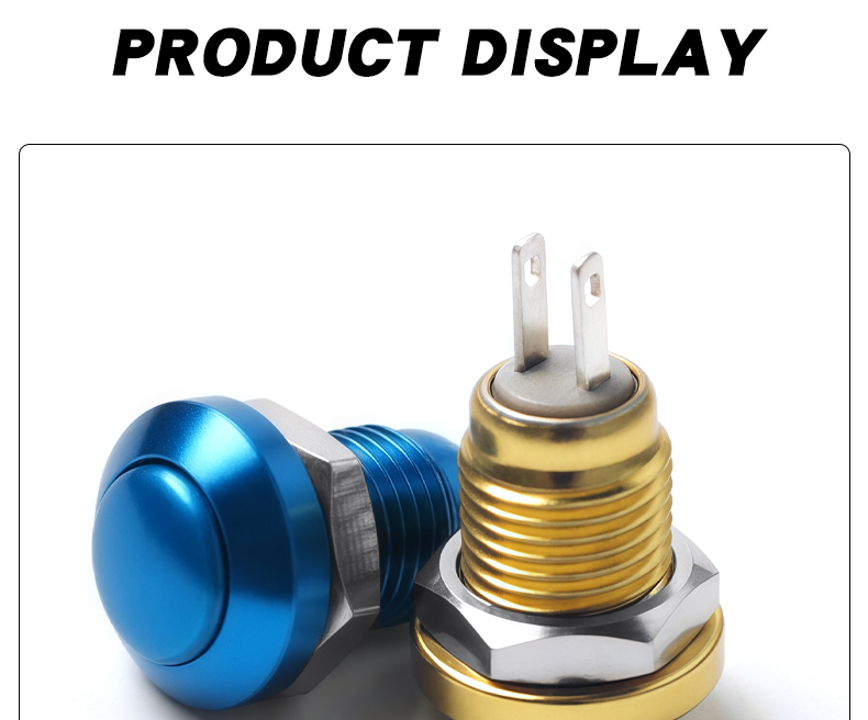8mm Mini Colourful Aluminum Push Button Switch IP65 Waterproof Momentary Ball Head 2Pins Red Green Yellow Blue Black Silver