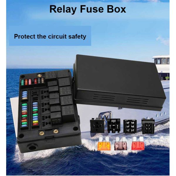 Multiway Standard Blade Relay and Fuse Socket Modular Fuse and Relay Box System 8 Fuses 2 Relay Box