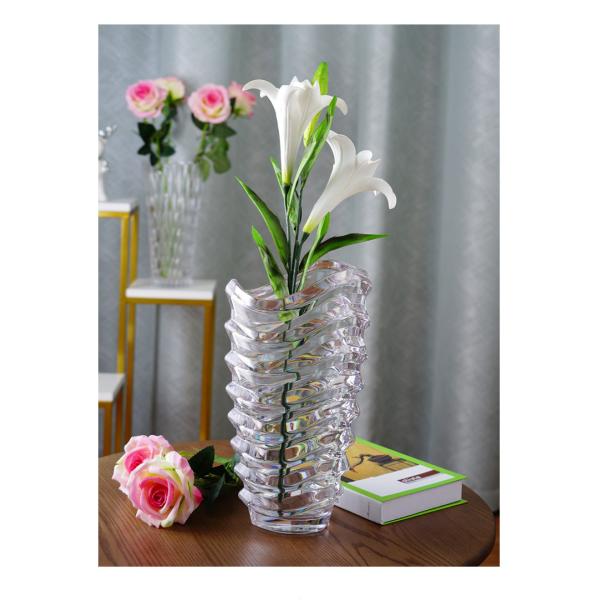 Factory Custom Well-design High Quality Rim Gold Decorative Clear Glass Wedding Vase