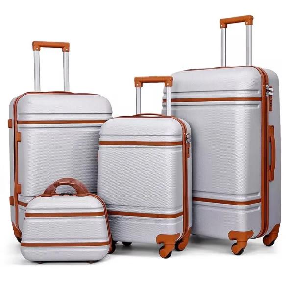 High Quality PC Luggage 4pcs Sets Vintage Travel Suitcase Classical Carry on  Light Weight Suitcase Luggage Waterproof Baggage TSA Lock Hard Side Luggage