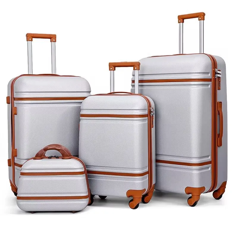 High Quality PC Luggage 4pcs Sets Vintage Travel Suitcase Classical Carry on  Light Weight Suitcase Luggage Waterproof Baggage TSA Lock Hard Side Luggage