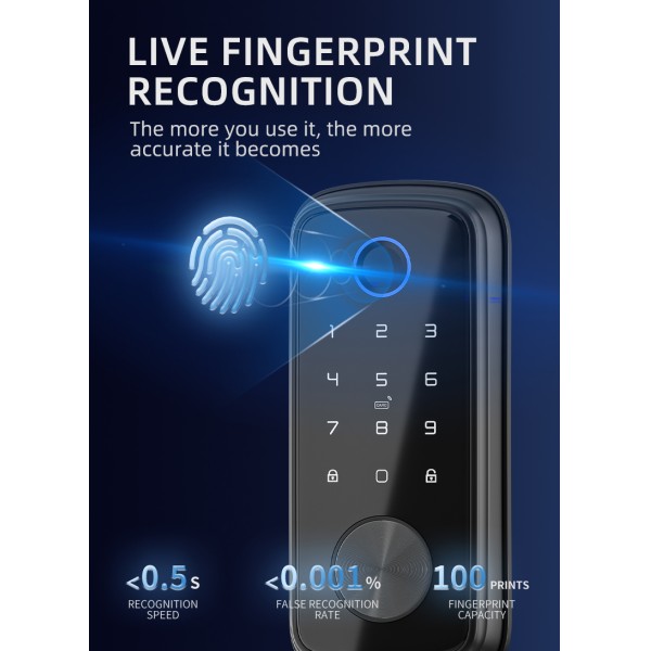 YAGU Hot Selling Supplier Deadbolt Door Lock Ttlock Tuya Smart Locks for Front Door Wi-Fi Keyless Smart Digital Door Lock
