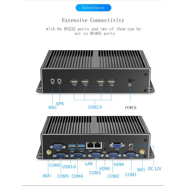 HLY Fanless Industrial Mini PC with Intel Core i5 4200U Dual Gigabit Ethernet and RS232 Ports