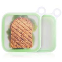 Microondas y lavavajillas Contenedor de sándwich de silicona seguro para cajas de almuerzo Bolsas de almacenamiento de silicona reutilizables Contenedores de almuerzo