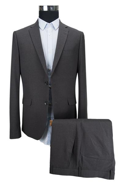 Single Breasted Mens 2 Piece Suit Slim Fit Business Tuxedo Dark Grey