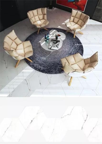White Hexagon Ceramic Floor Tile High Wear Resistant For Commercial Building