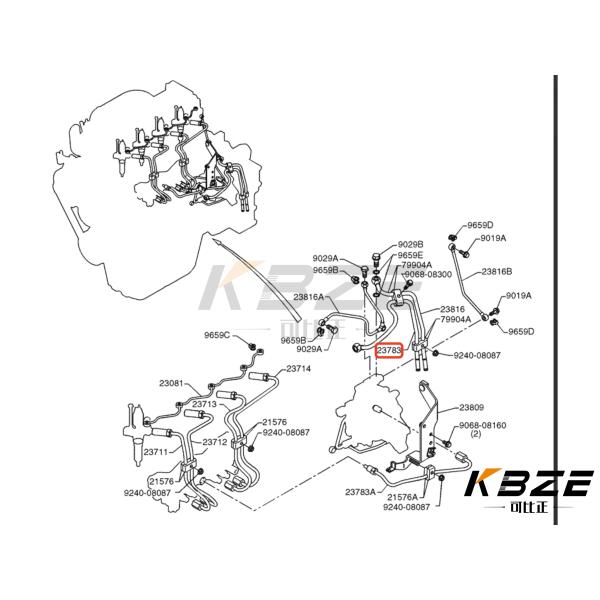 KOBELCO EXCAVATOR ENGINE PARTS VH237832710A FUEL SUPPLY TUBE FOR HINO J05 ENGINE