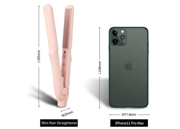 Pink Plate Mini Hair Straightener , Electric Hair Crimper 2600mAh Lithium Battery