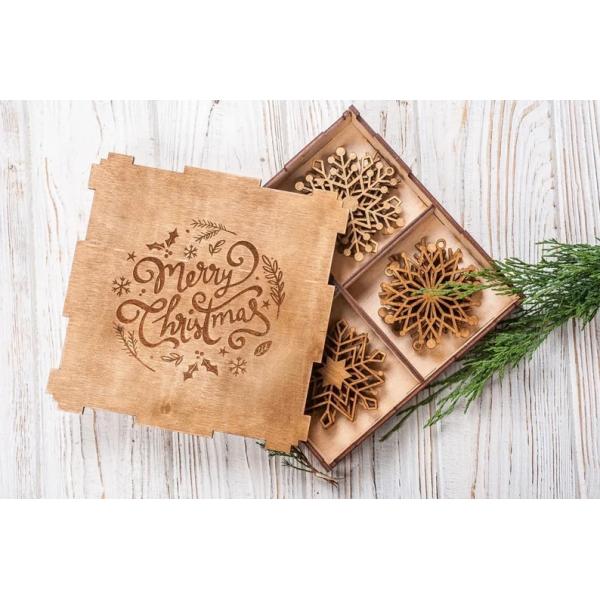Personalized christmas ornaments Wooden snowflakes Set of 16 snowlakes Snowflake ornament