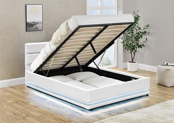 Lowther White Faxu Leather Ottoman Storage Bed - Single / Double / King Sizes