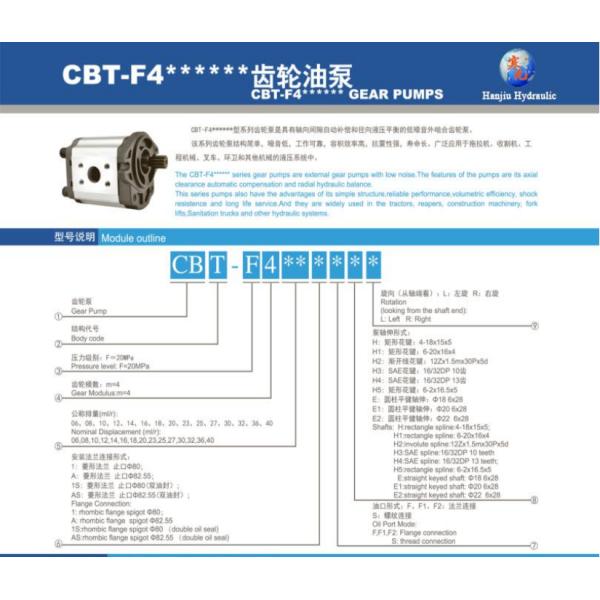 High Pressure Aluminum Hydraulic Gear Motor CBT - F4 For Road Machinery