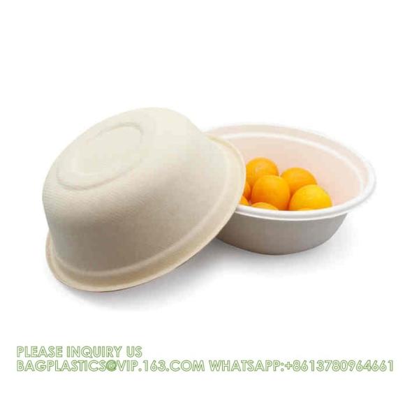 Disposable Bagasse Food Box To Go Lunch Paper Bowl 22 OZ Heavy Duty Bagasse Bowls