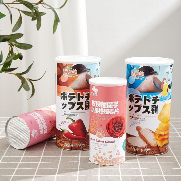 Empty Packaging Snack Food Paper Cans Custom Label Lightweight Paper Cylinder Box