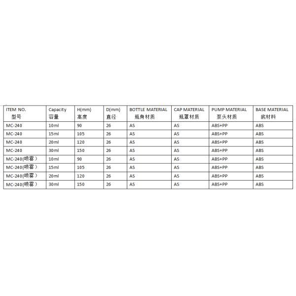AS PP Empty Airless Pump Lotion Bottle 10ml 15ml 20ml 30ml OEM Logo (MC-240)