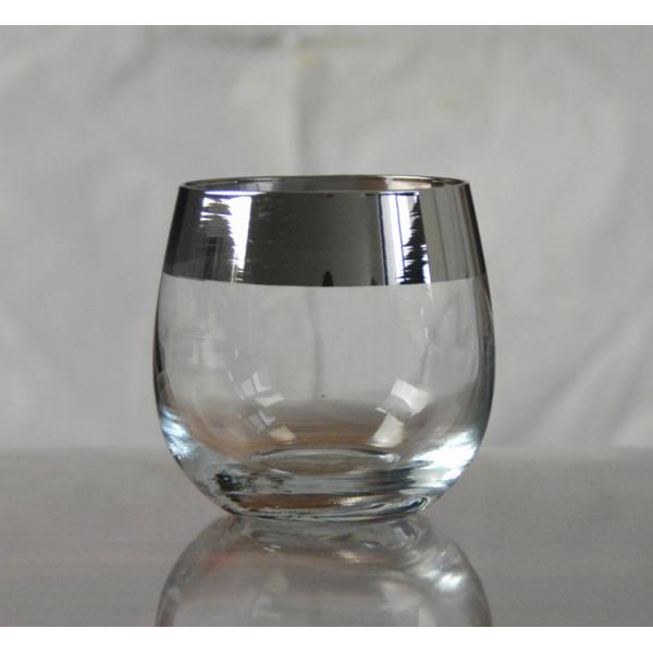 Silver Rim Ion Plated Platinum Tumbler Drinking Glasses