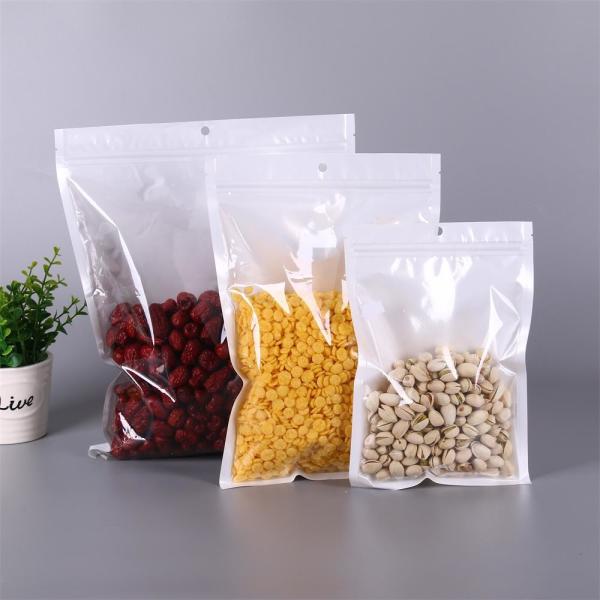 white Translucent pearl film zipper bag  for jewelry/Apprarel packaging