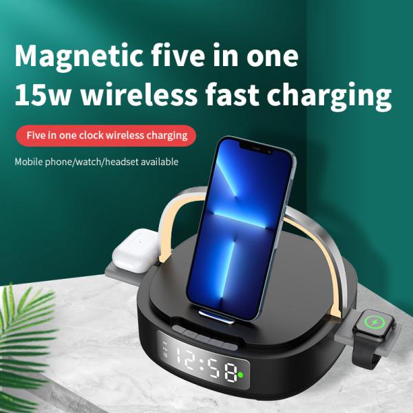 Fast 5 In 1 Qi Wireless Charger Station 15w  Mobile Phone Use